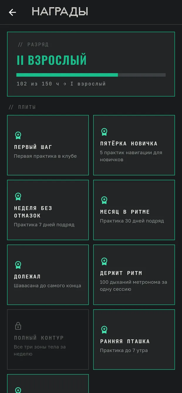 Экран приложения: Подсчёт часов и награды